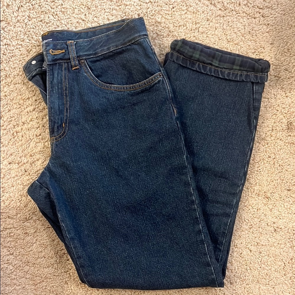 Croft & Barrow Dark Blue Fleece Lined Straight Jeans